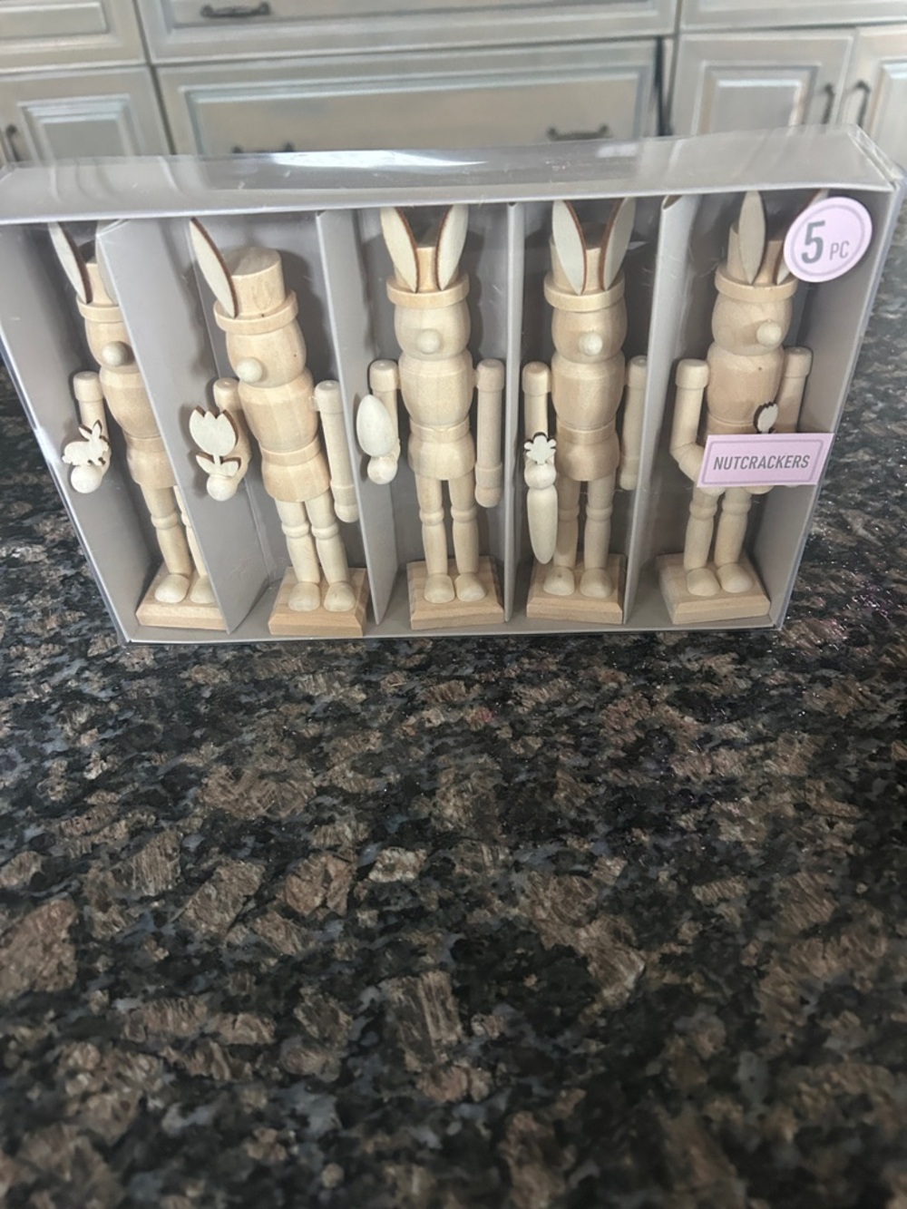 MAKE MARKET 5PC 6" MINI NATURAL WOOD DIY MINI  NUTCRACKERS NWT